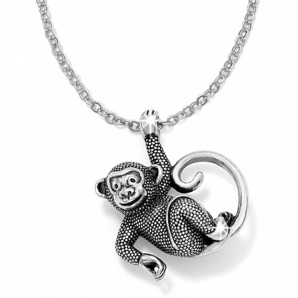 NWT Brighton Monkeying Around Collectible Pendant Necklace Silver Plated - Picture 2 of 5